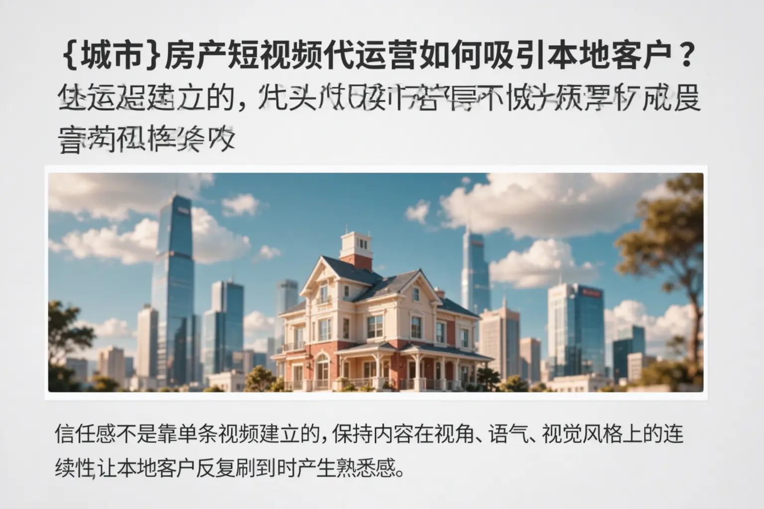 武鸣房产短视频代运营如何吸引本地客户?
